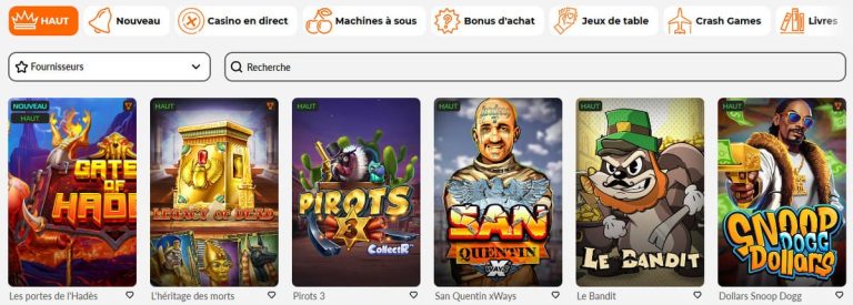 AllSpins Casino jeux