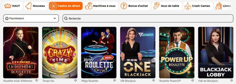 AllSpins Casino jeux live