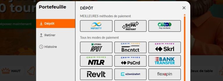 AllSpins Casino moyens paiement